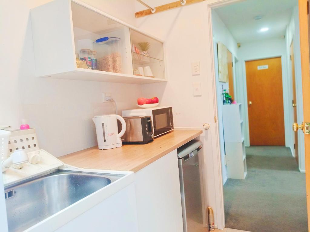 Kitchenette with mini fridge